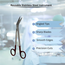 Load image into Gallery viewer, Kelly Gum Angled Scissors One Serrated Blade 6" Stainless Steel Shears, Maroon Handle