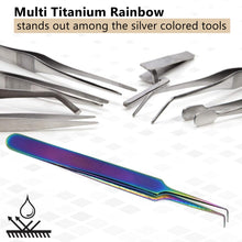 Load image into Gallery viewer, Stainless Steel Watch & Jewelery Repair Tweezers Right Angle 90 Degree Forceps, Fine Point, Multi Rainbow Color, Premium Quality