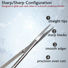 Load image into Gallery viewer, Micro Dissecting IRIS Lab Scissors Sharp Fine Points 4.5" Straight Stainless Steel Shears, Color Handle