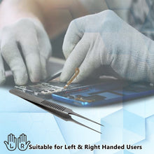 Load image into Gallery viewer, Lab Forceps Fine Point Straight Needle Tip 4.5" Tweezers, Stainless Steel, Ridged