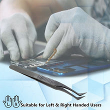 Load image into Gallery viewer, Lab Forceps Fine Point Shouldered Angle Tip 4.5" Tweezers, Stainless Steel, Ridged