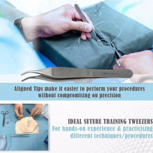 Load image into Gallery viewer, Adson Dressing Serrated Forceps 4.75", Curved Tweezers, Stainless Steel