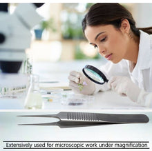 Load image into Gallery viewer, Lab Forceps Fine Point Straight Needle Tip 4.5" Tweezers, Stainless Steel, Ridged