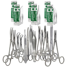 Load image into Gallery viewer, Set of 44 Pcs Scissors, Hemostats, Forceps, Scalpel Handle, Needle Holder, Blades, All in One Kit
