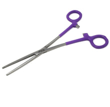 Load image into Gallery viewer, Purple PVC Vinyl Grip Handle Hemostat Forceps Straight Serrated 8"