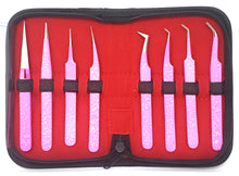 Load image into Gallery viewer, Eyelash Extension Tweezers Professional Precision False Lash Application Tools for Volume Lashes Set of 8 in a Case