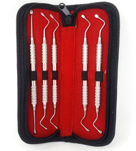 Load image into Gallery viewer, 5 Pcs Lucas Surgical Bone Curettes Cyst Removal Tooth Socket Double Ended Stainless Steel Hollow Handle Dental Instruments w/Case