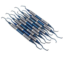 Load image into Gallery viewer, 9 Pcs Hollow Handle Gracey Curettes Set Blue Titanium Double Ended Stainless Steel Dental Instruments