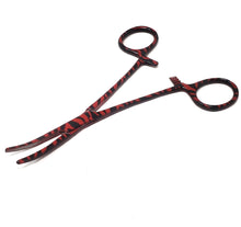 Load image into Gallery viewer, Red Zebra Coated Full Pattern Mosquito Hemostat Forceps 5.5" Curved