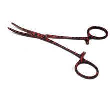 Load image into Gallery viewer, Red Zebra Coated Full Pattern Mosquito Hemostat Forceps 5.5" Curved