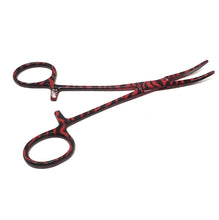 Load image into Gallery viewer, Red Zebra Coated Full Pattern Mosquito Hemostat Forceps 5.5" Curved