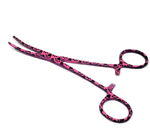 Load image into Gallery viewer, Hemostat Forceps 5.5" (14cm) Curved Serrated Jaws, Stainless Steel, Pink Paws