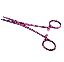 Load image into Gallery viewer, Hemostat Forceps 5.5" (14cm) Straight Serrated Jaws, Stainless Steel, Pink Paws