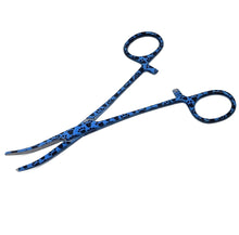 Load image into Gallery viewer, Hemostat Forceps 5.5" (14cm) Curved Serrated Jaws, Stainless Steel, Blue Paws