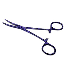 Load image into Gallery viewer, Hemostat Forceps 5.5" (14cm) Curved Serrated Jaws, Stainless Steel, Purple Paws