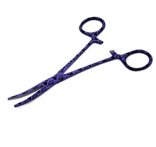 Load image into Gallery viewer, Hemostat Forceps 5.5" (14cm) Curved Serrated Jaws, Stainless Steel, Purple Paws