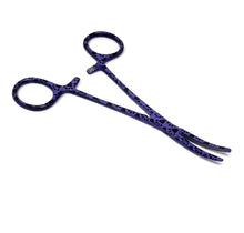 Load image into Gallery viewer, Hemostat Forceps 5.5" (14cm) Curved Serrated Jaws, Stainless Steel, Purple Paws