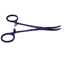 Load image into Gallery viewer, Hemostat Forceps 5.5" (14cm) Curved Serrated Jaws, Stainless Steel, Purple Paws