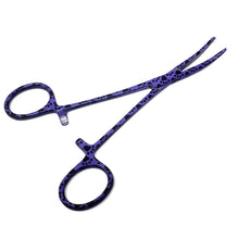 Load image into Gallery viewer, Hemostat Forceps 5.5" (14cm) Curved Serrated Jaws, Stainless Steel, Purple Paws