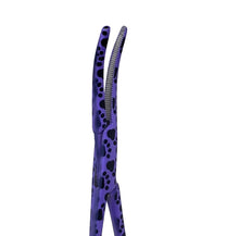 Load image into Gallery viewer, Hemostat Forceps 5.5" (14cm) Curved Serrated Jaws, Stainless Steel, Purple Paws