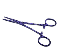Load image into Gallery viewer, Hemostat Forceps 5.5" (14cm) Straight Serrated Jaws, Stainless Steel, Purple Paws