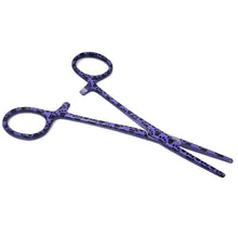 Load image into Gallery viewer, Hemostat Forceps 5.5" (14cm) Straight Serrated Jaws, Stainless Steel, Purple Paws