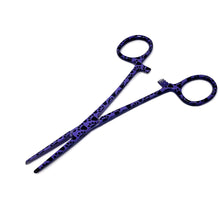 Load image into Gallery viewer, Hemostat Forceps 5.5" (14cm) Straight Serrated Jaws, Stainless Steel, Purple Paws