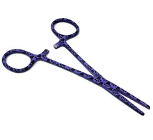 Load image into Gallery viewer, Hemostat Forceps 5.5" (14cm) Straight Serrated Jaws, Stainless Steel, Purple Paws