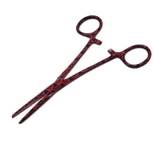 Load image into Gallery viewer, Hemostat Forceps 5.5" (14cm) Straight Serrated Jaws, Stainless Steel, Red Paws