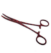 Load image into Gallery viewer, Hemostat Forceps 5.5" (14cm) Curved Serrated Jaws, Stainless Steel, Red Paws