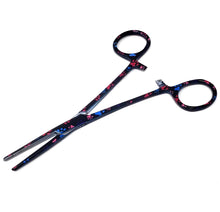 Load image into Gallery viewer, Hemostat Forceps 5.5" (14cm) Straight Serrated Jaws, Stainless Steel, Black Multi Paws