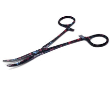 Load image into Gallery viewer, Hemostat Forceps 5.5" (14cm) Curved Serrated Jaws, Stainless Steel, Black Multi Paws