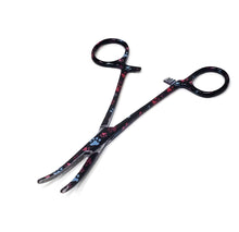 Load image into Gallery viewer, Hemostat Forceps 5.5" (14cm) Curved Serrated Jaws, Stainless Steel, Black Multi Paws