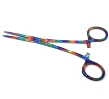 Load image into Gallery viewer, Hemostat Forceps 5.5" (14cm) Straight Serrated Jaws, Stainless Steel, Tie Dye Pattern