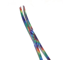 Load image into Gallery viewer, Hemostat Forceps 5.5" (14cm) Curved Serrated Jaws, Stainless Steel, Tie Dye Pattern