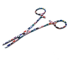 Load image into Gallery viewer, Hemostat Forceps 5.5" (14cm) Straight Serrated Jaws, Stainless Steel, White Multi Paws