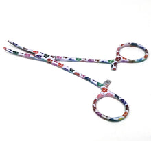 Load image into Gallery viewer, Hemostat Forceps 5.5" (14cm) Curved Serrated Jaws, Stainless Steel, White Multi Paws