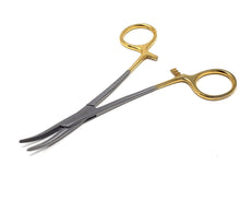 Load image into Gallery viewer, Gold Handle Mosquito Hemostat Forceps 5.5" Curved, Premium