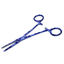 Load image into Gallery viewer, Hemostat Forceps 5.5" (14cm) Straight Serrated Jaws, Stainless Steel, Purple Plaids