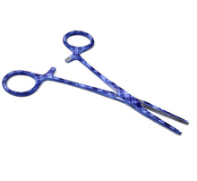 Load image into Gallery viewer, Hemostat Forceps 5.5" (14cm) Straight Serrated Jaws, Stainless Steel, Purple Plaids