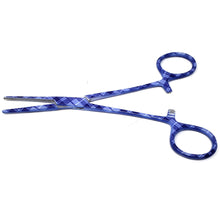 Load image into Gallery viewer, Hemostat Forceps 5.5" (14cm) Straight Serrated Jaws, Stainless Steel, Purple Plaids