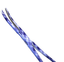 Load image into Gallery viewer, Hemostat Forceps 5.5" (14cm) Curved Serrated Jaws, Stainless Steel, Purple Plaids