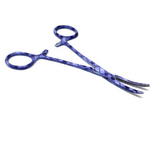 Load image into Gallery viewer, Hemostat Forceps 5.5" (14cm) Curved Serrated Jaws, Stainless Steel, Purple Plaids