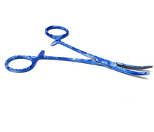 Load image into Gallery viewer, Hemostat Forceps 5.5" (14cm) Curved Serrated Jaws, Stainless Steel, Blue Rose Garden