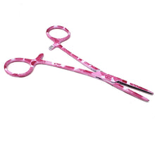 Load image into Gallery viewer, Hemostat Forceps 5.5" (14cm) Straight Serrated Jaws, Stainless Steel, Pink Hearts