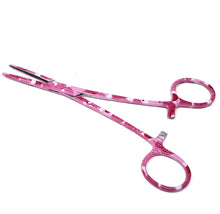 Load image into Gallery viewer, Hemostat Forceps 5.5" (14cm) Straight Serrated Jaws, Stainless Steel, Pink Hearts