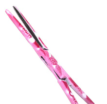 Load image into Gallery viewer, Hemostat Forceps 5.5" (14cm) Straight Serrated Jaws, Stainless Steel, Pink Hearts