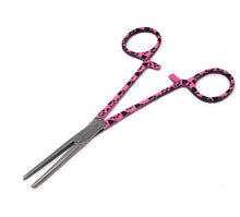 Load image into Gallery viewer, Hemostat Forceps 5.5" (14cm) Straight Serrated Jaws, Stainless Steel, Pink Paws Handle