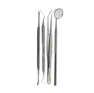 4 Pcs Dental Tools Basic Teeth Cleaning Set Tooth Pick Tartar Remover Plaque Scaler Mirror Tweezers Oral Care Kit