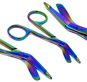 Multi Color Rainbow Lister Bandage Scissors 3.5", Stainless Steel